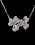 Dual Bloom Trinary Charm: Diamond Flower Necklace