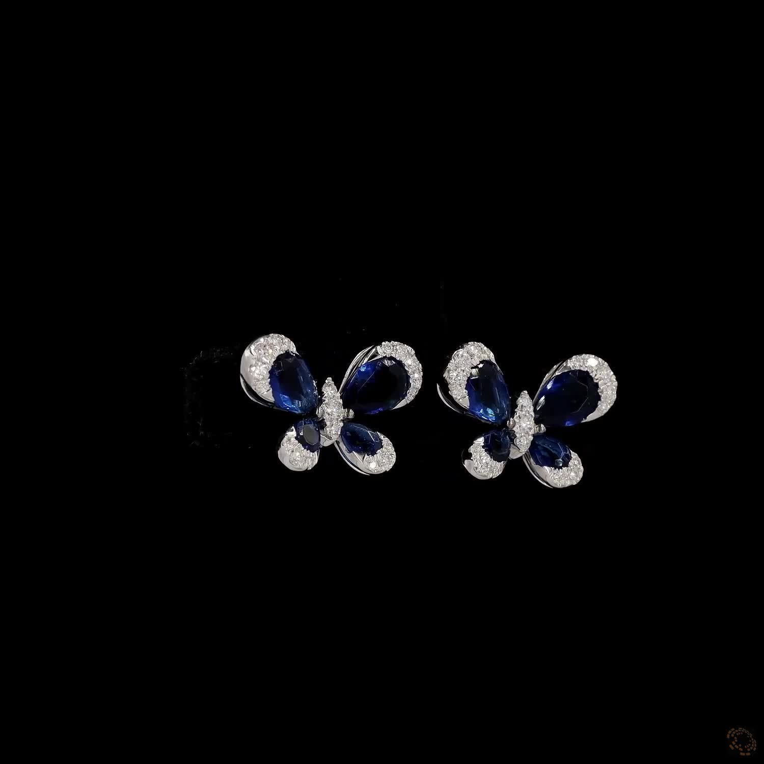 Sapphire Sky Flutter: Butterfly Diamond Earrings