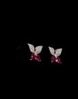 Dual Hue Flutter: Butterfly Diamond Earrings