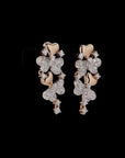 Enchanting Tri-Floral Elegance: Diamond Earrings