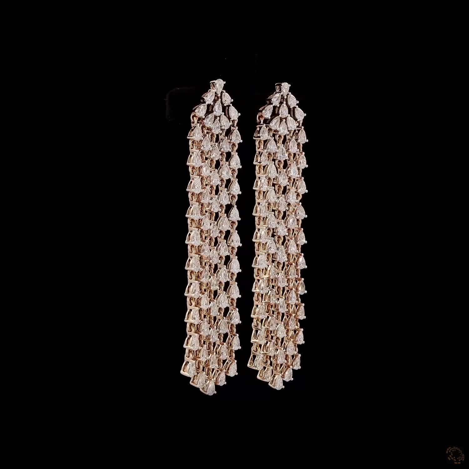 Dazzling Cascade: Long Danglers Diamond Earrings