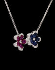 Nature's Symphony: Blue and Red Floral Affection Pendant