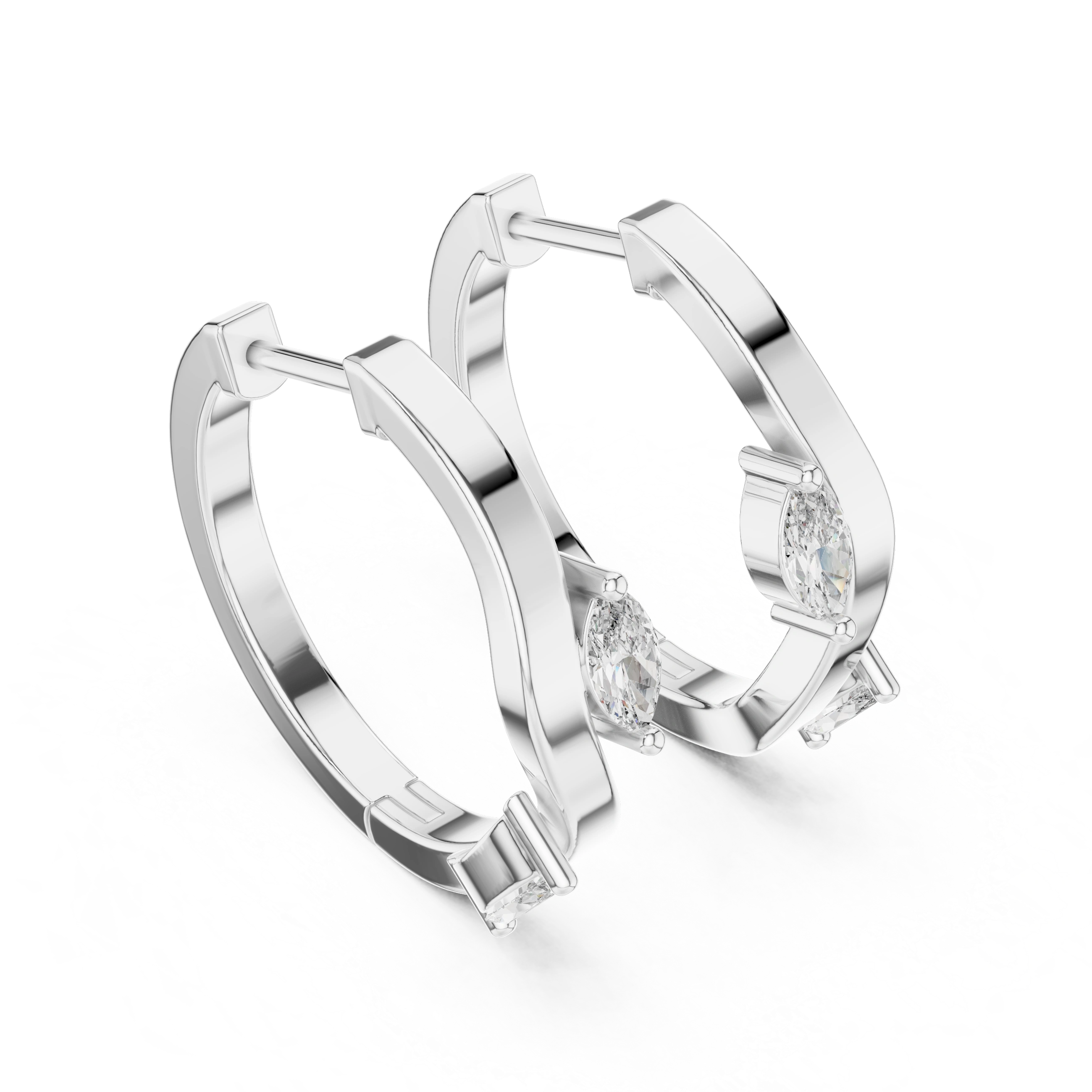 Gold 0 25Ct Lab Grown Diamond Marquise Wave Hoop Twila Earrings