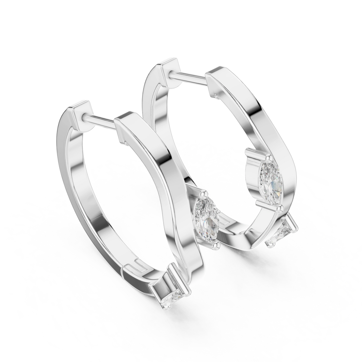 Gold 0 25Ct Lab Grown Diamond Marquise Wave Hoop Twila Earrings