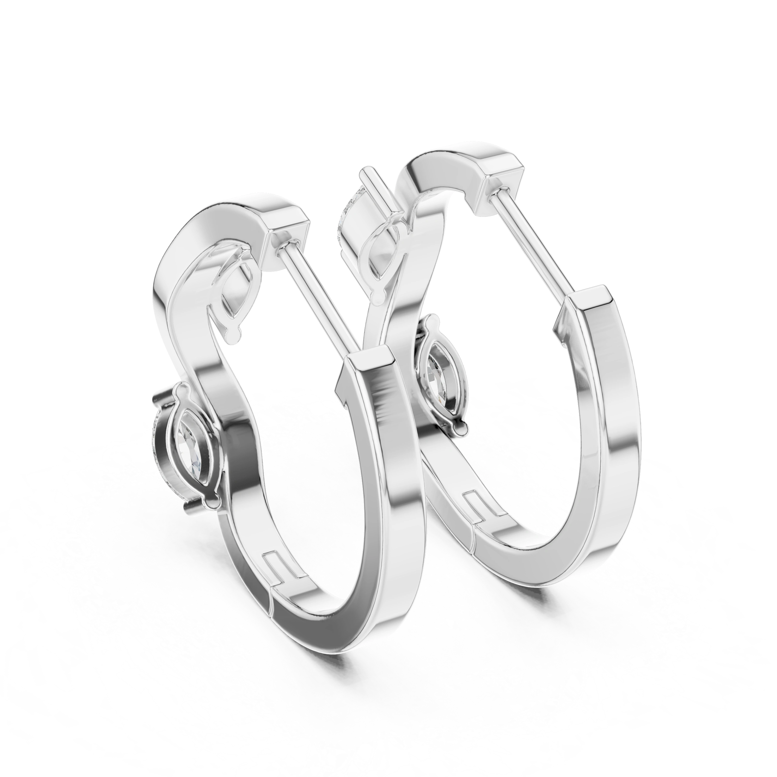 Gold 0 25Ct Lab Grown Diamond Marquise Wave Hoop Twila Earrings