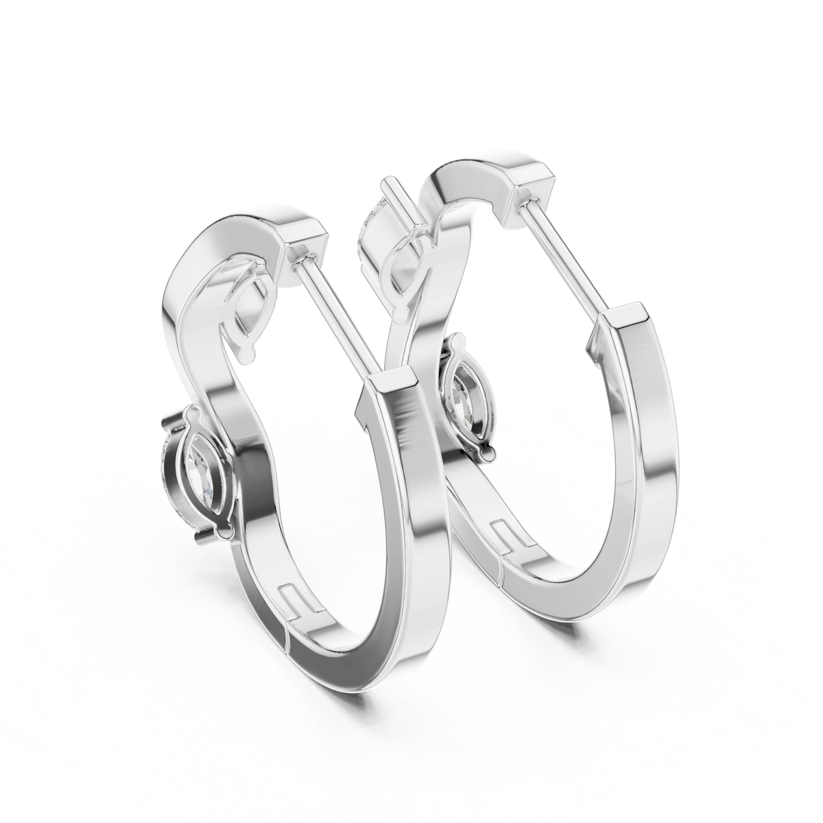 Gold 0 25Ct Lab Grown Diamond Marquise Wave Hoop Twila Earrings