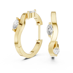 Gold 0 25Ct Lab Grown Diamond Marquise Wave Hoop Twila Earrings