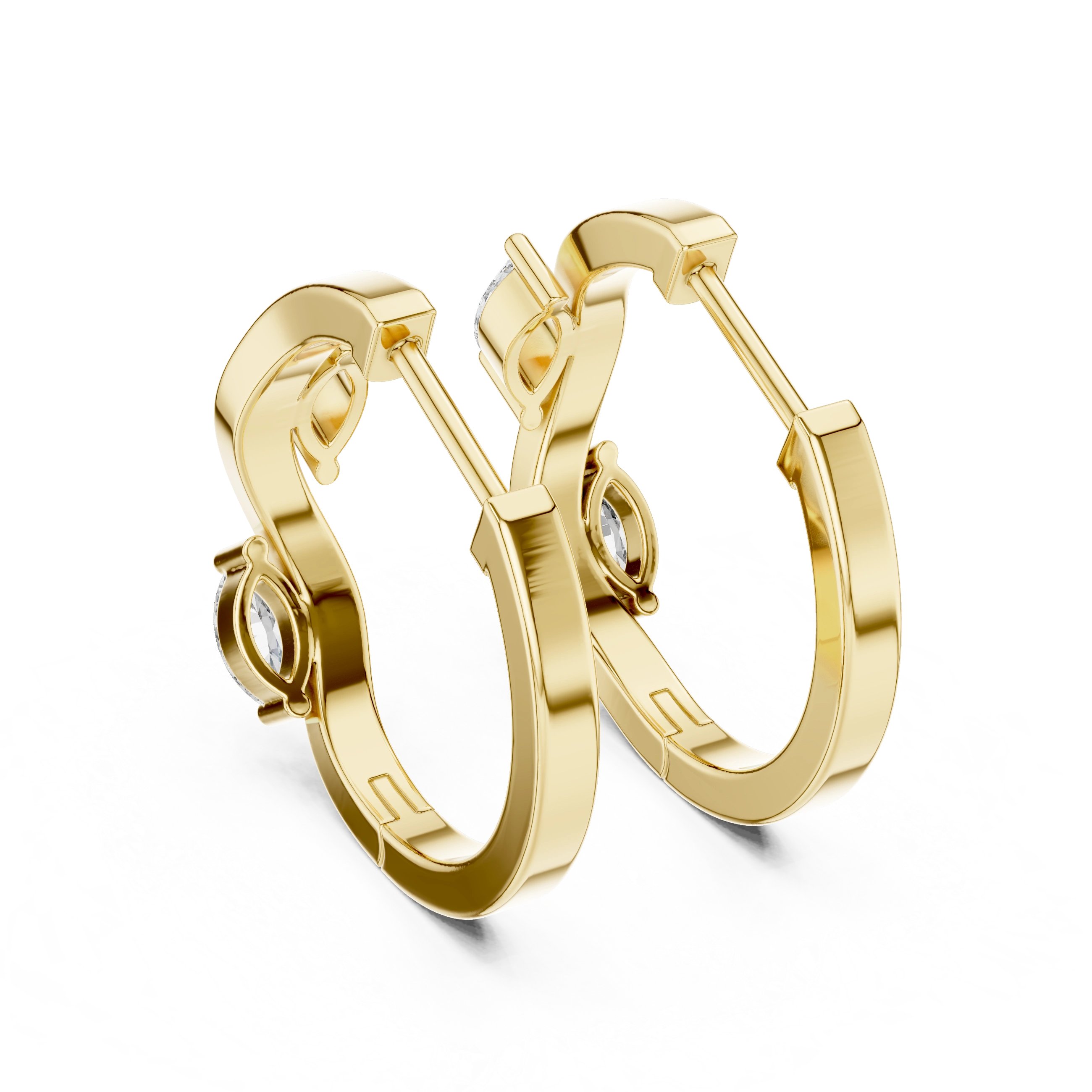 Gold 0 25Ct Lab Grown Diamond Marquise Wave Hoop Twila Earrings