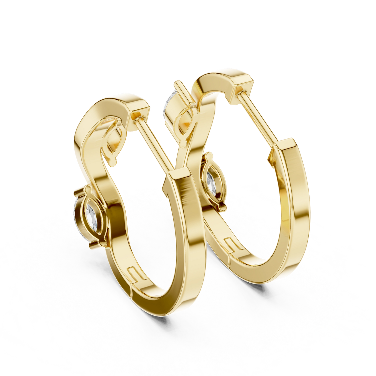 Gold 0 25Ct Lab Grown Diamond Marquise Wave Hoop Twila Earrings