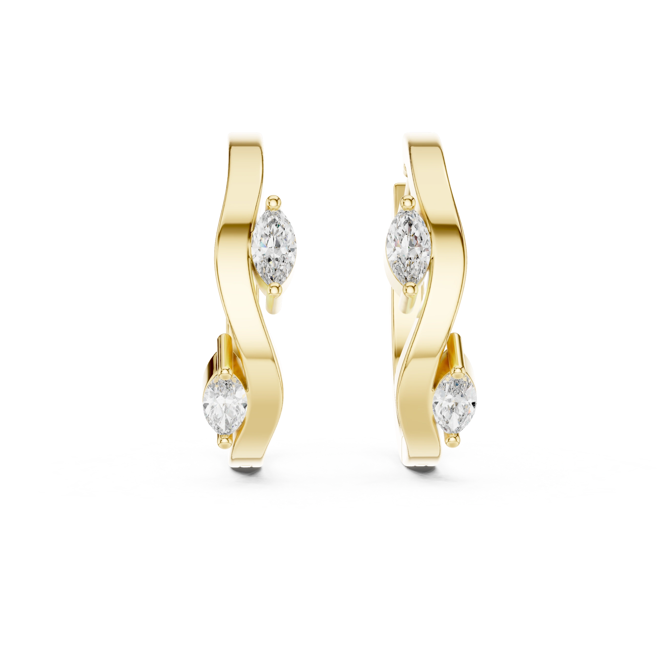 Gold 0 25Ct Lab Grown Diamond Marquise Wave Hoop Twila Earrings