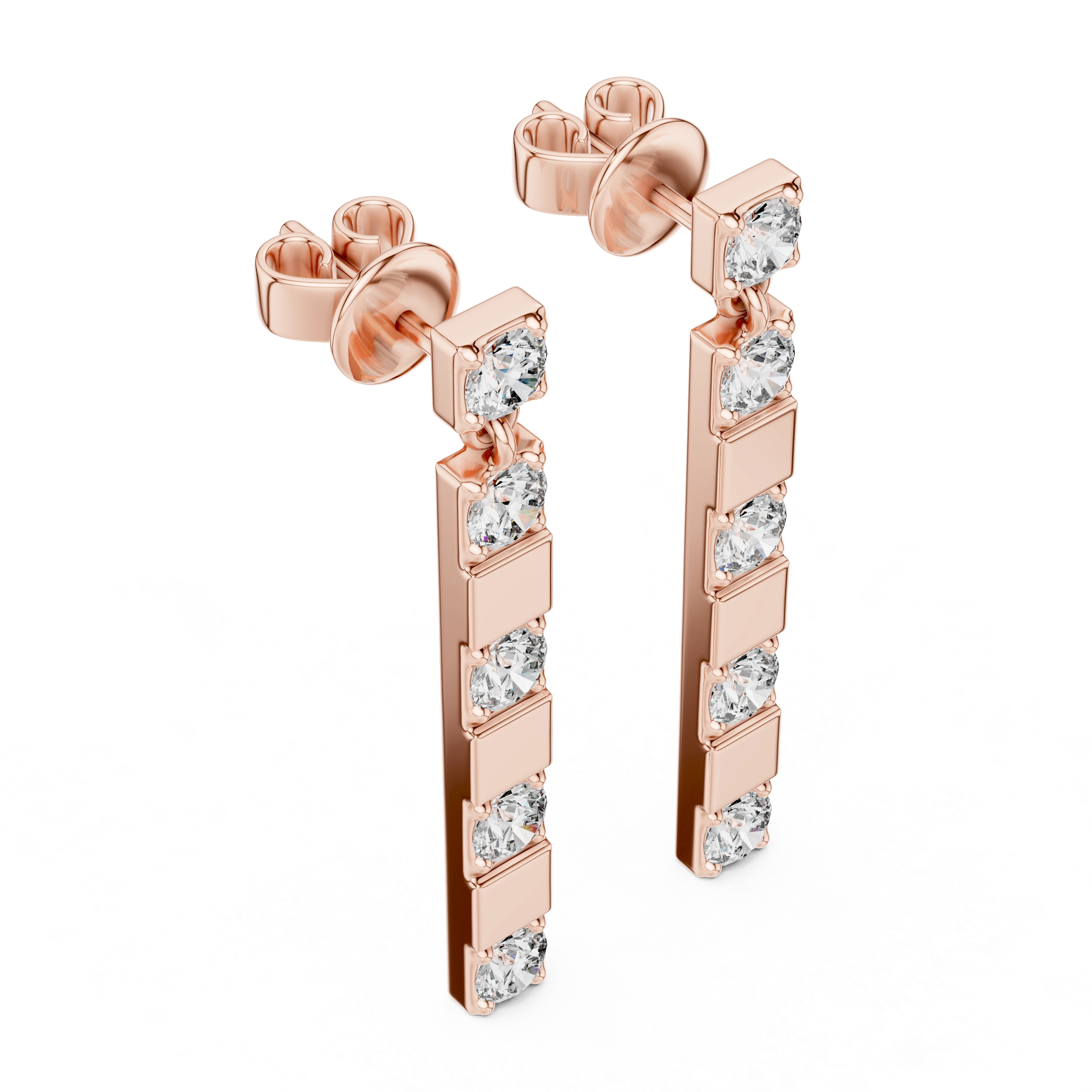 Gold 1Ct Carmona Lab Grown Diamond Linear Drop Earrings