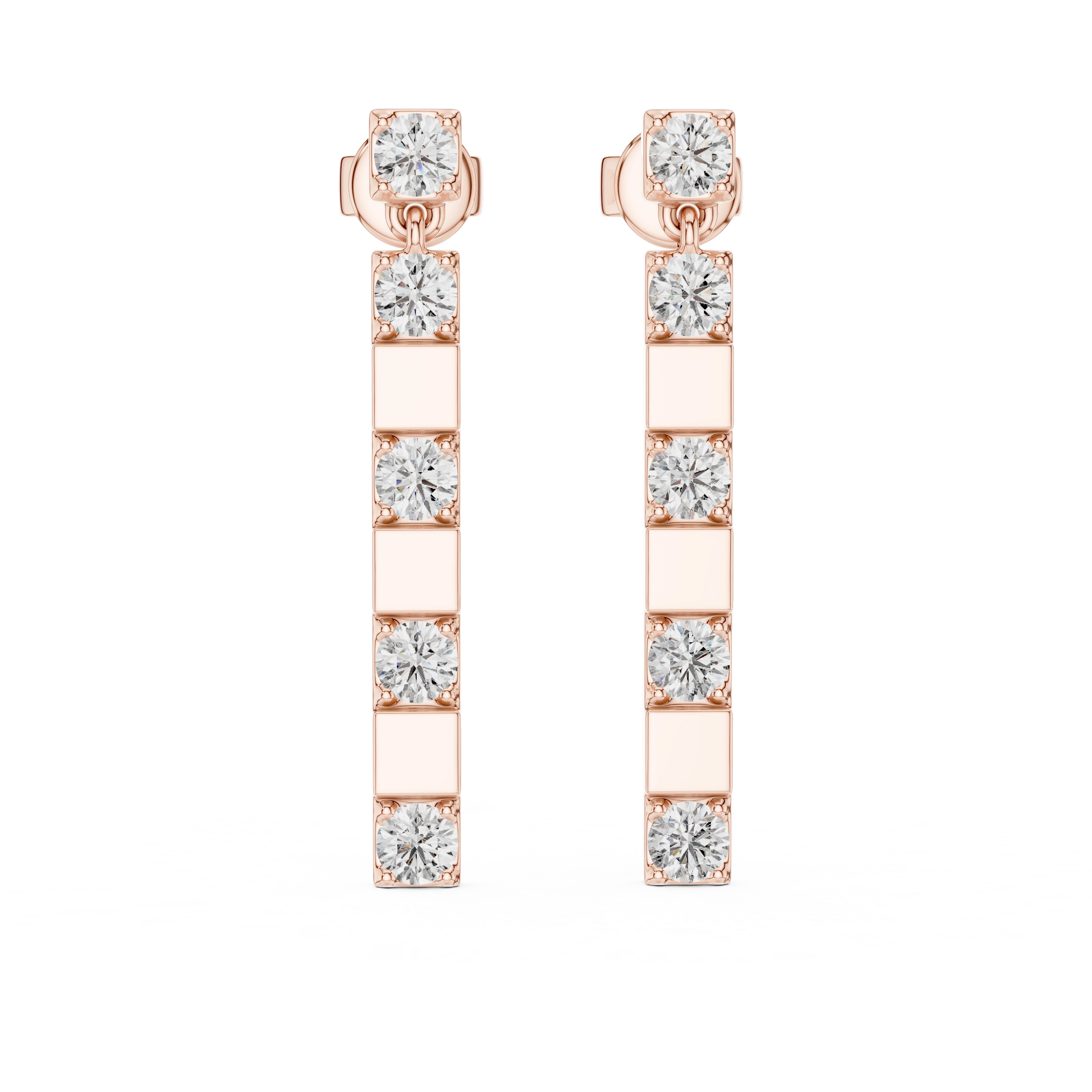 Gold 1Ct Carmona Lab Grown Diamond Linear Drop Earrings