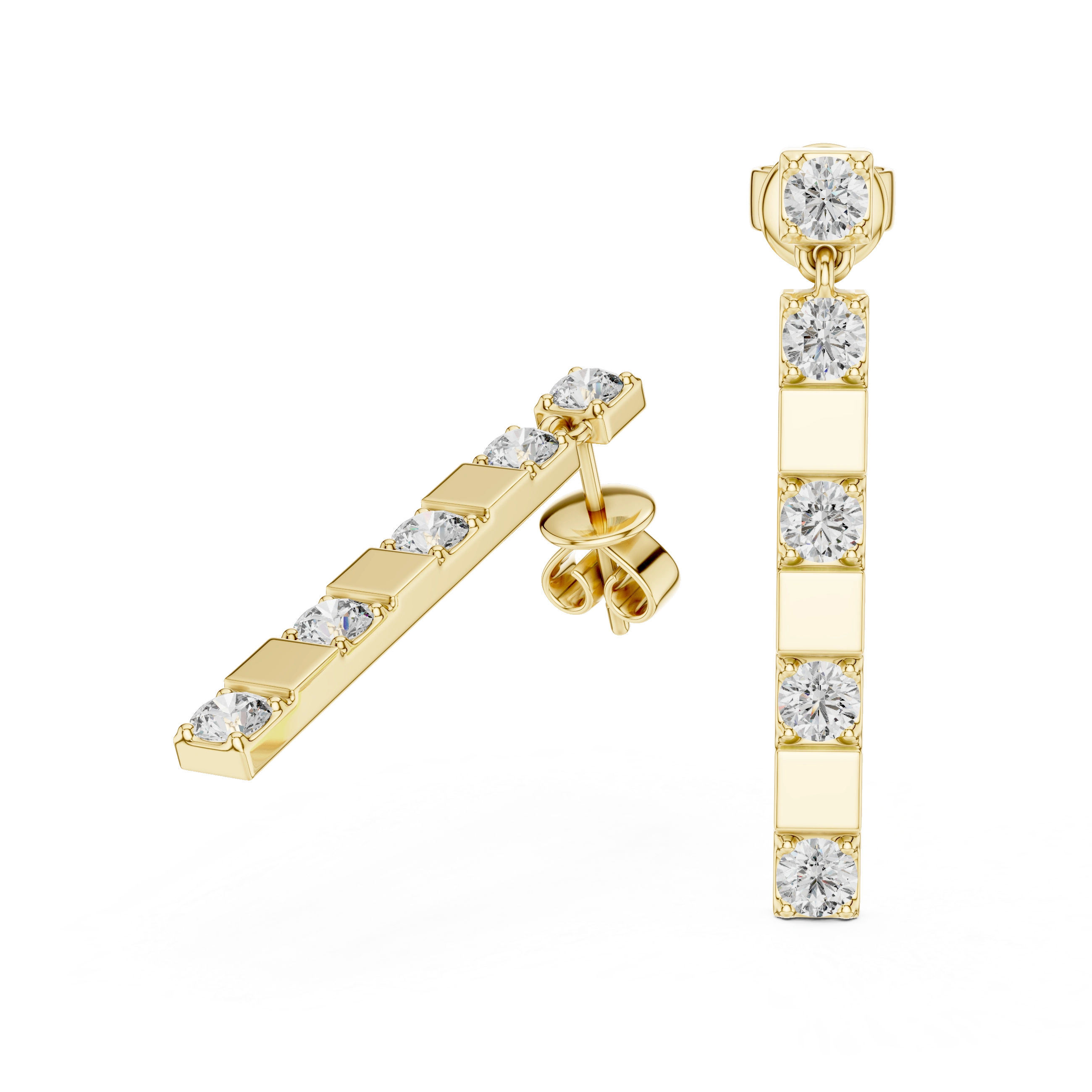 Gold 1Ct Carmona Lab Grown Diamond Linear Drop Earrings