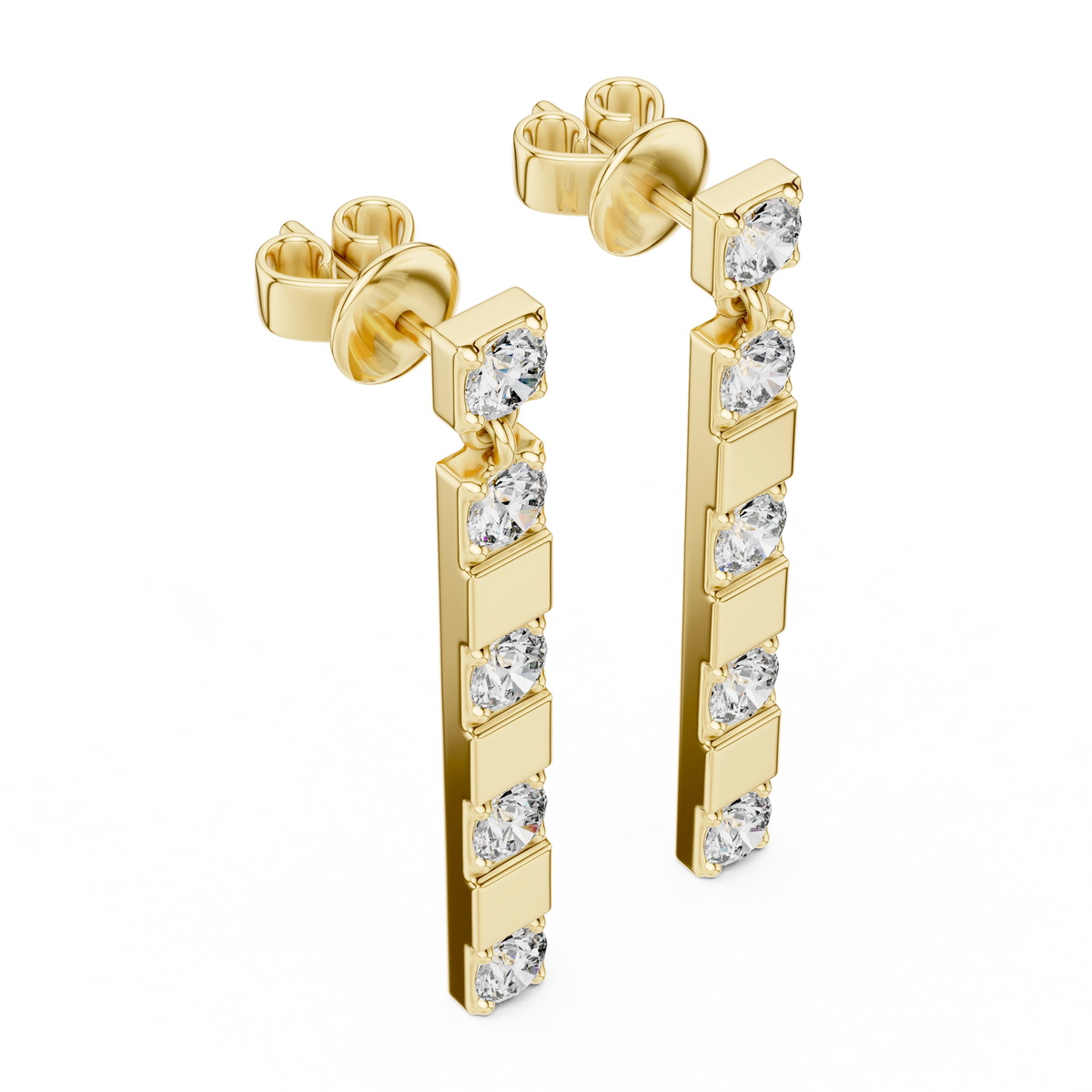 Gold 1Ct Carmona Lab Grown Diamond Linear Drop Earrings
