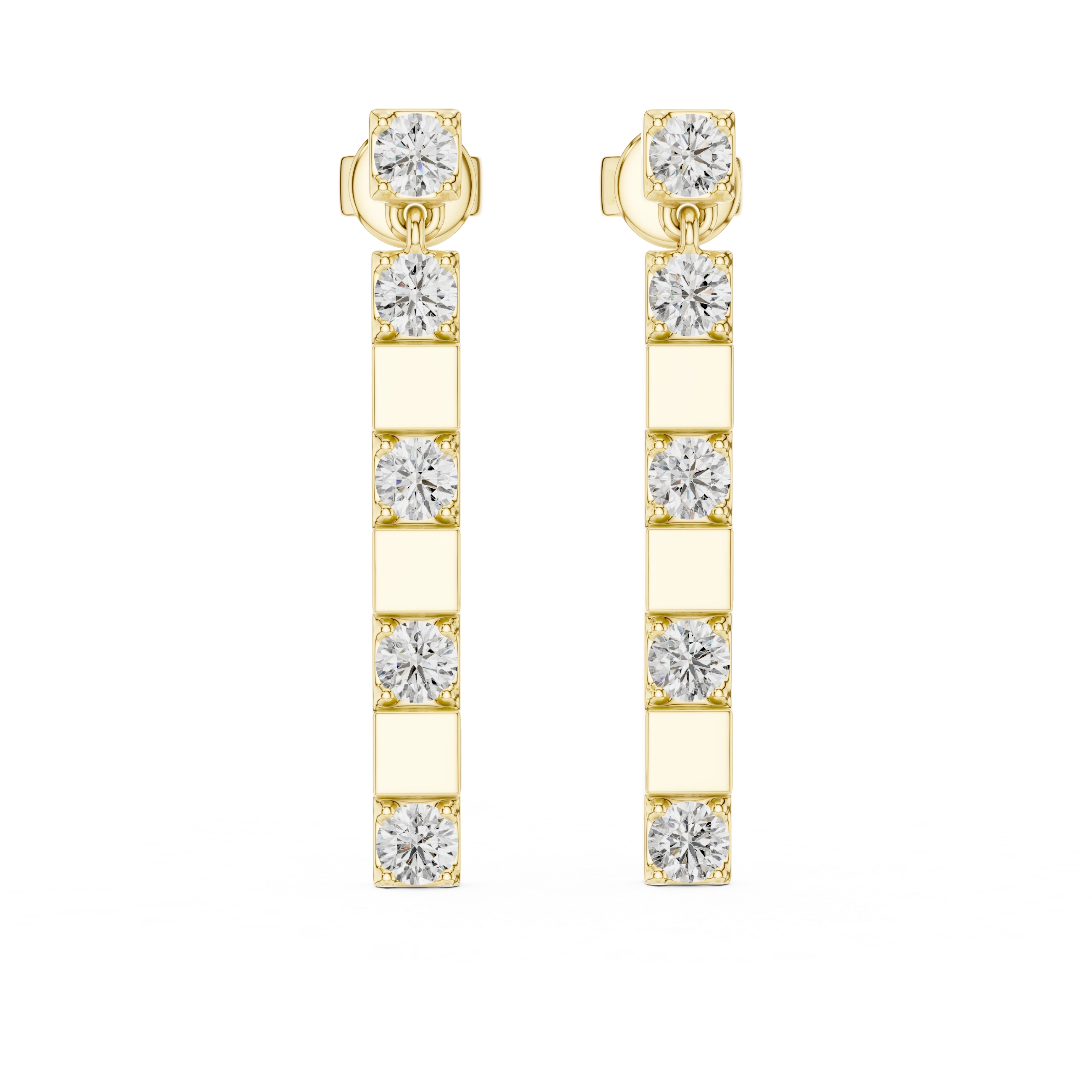 Gold 1Ct Carmona Lab Grown Diamond Linear Drop Earrings