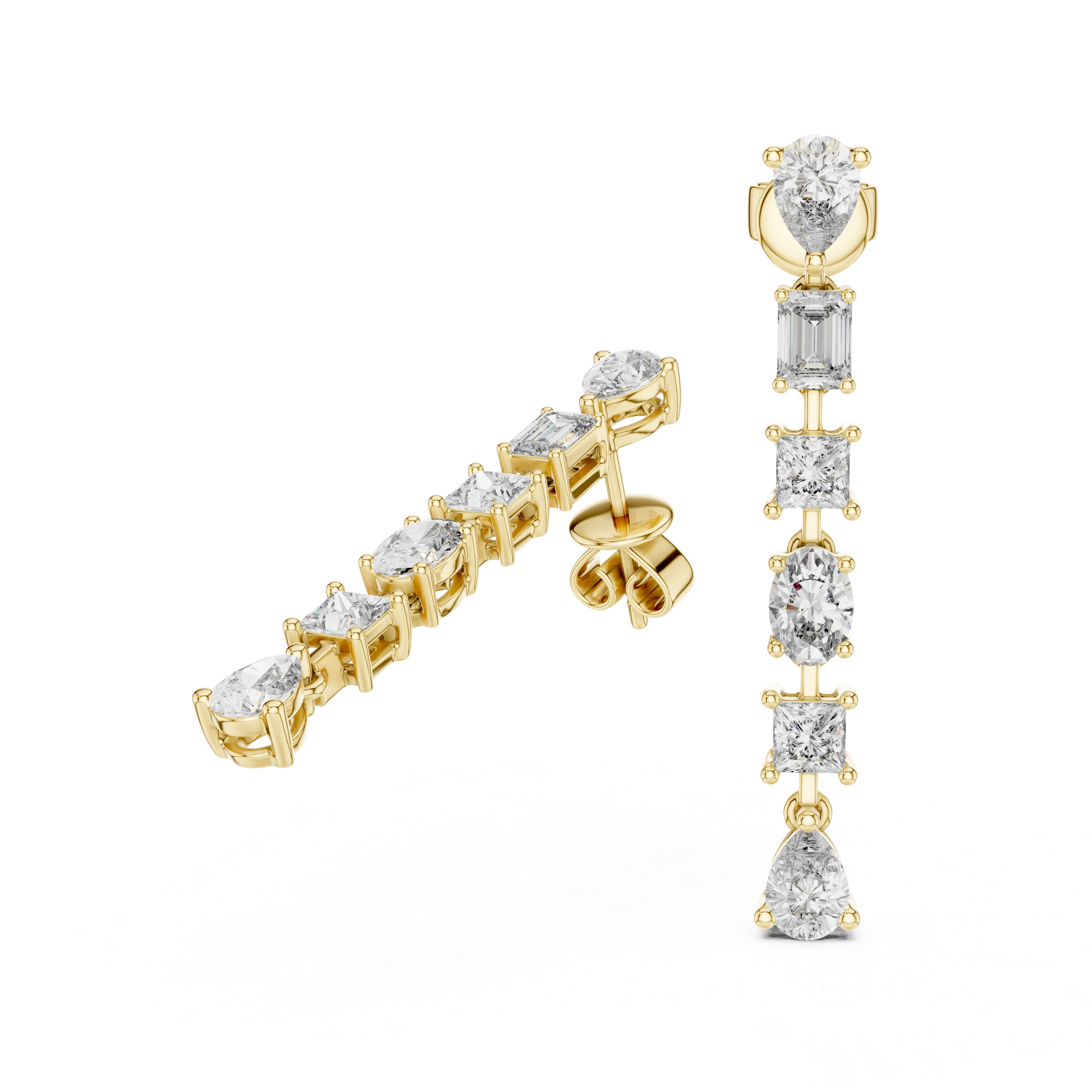 Gold 2 8Ct Tazeen Lab Grown Diamond Mixed Cut Drop Earrings