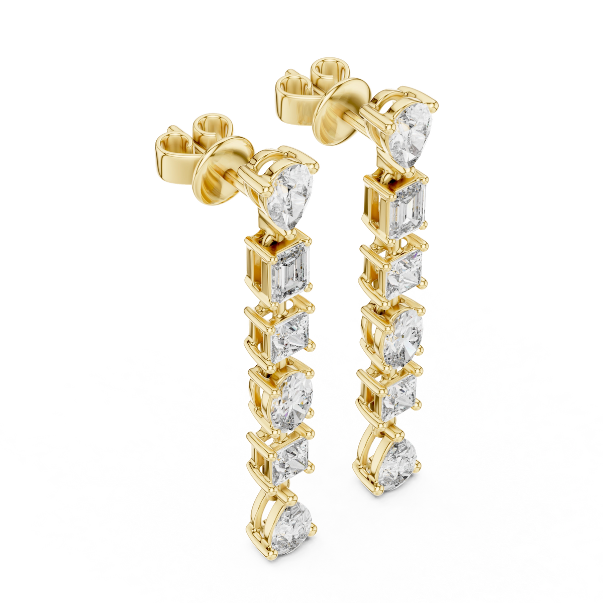 Gold 2 8Ct Tazeen Lab Grown Diamond Mixed Cut Drop Earrings