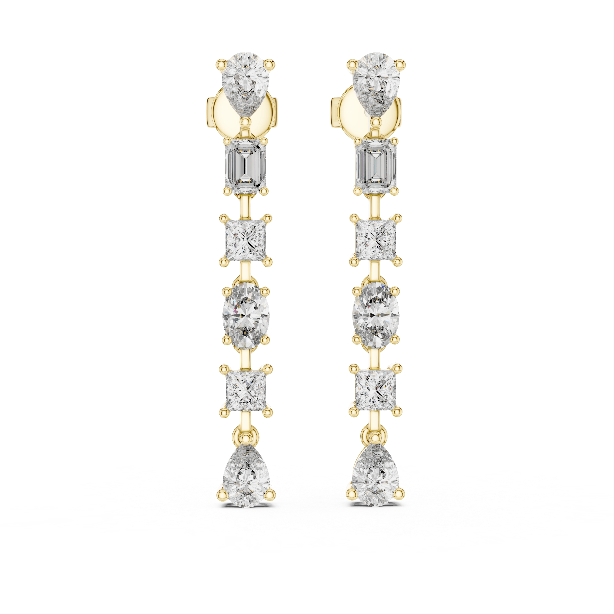 Gold 2 8Ct Tazeen Lab Grown Diamond Mixed Cut Drop Earrings