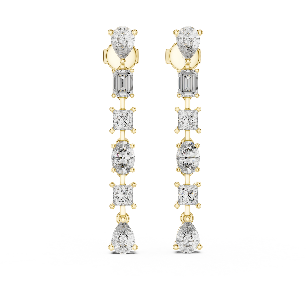 Gold 2 8Ct Tazeen Lab Grown Diamond Mixed Cut Drop Earrings