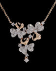 Enchanting Tri-Floral Elegance: Diamond Necklace