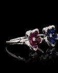 Nature's Symphony: Blue and Red Floral Affection Ring