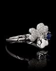 Sapphire Sky Bloom: Tiffany Paper Three Flower Diamond  Ring