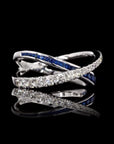 Blue & White 'X' Diamond Ring: Elegant Kiss