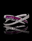 Ruby Red 'X' Diamond Ring: Elegant Kiss