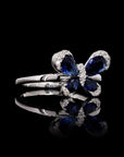 Sapphire Sky Flutter: Butterfly Diamond Ring