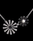 Monochrome Elegance: Black and White Diamond Sunflower Necklace