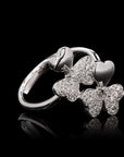 Dual Bloom Trinary Charm: Diamond Flower Ring