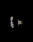 Sapphire Bloom: Marquise Diamond Flower Earrings