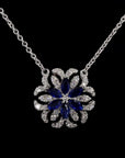 Awaken’s Sapphire Bloom:  Marquise Diamond Necklace