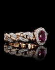 Wine Elegance: Ruby Bliss Diamond Link Ring