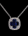 Awaken’s Sapphire Radiance:  Square Diamond Necklace