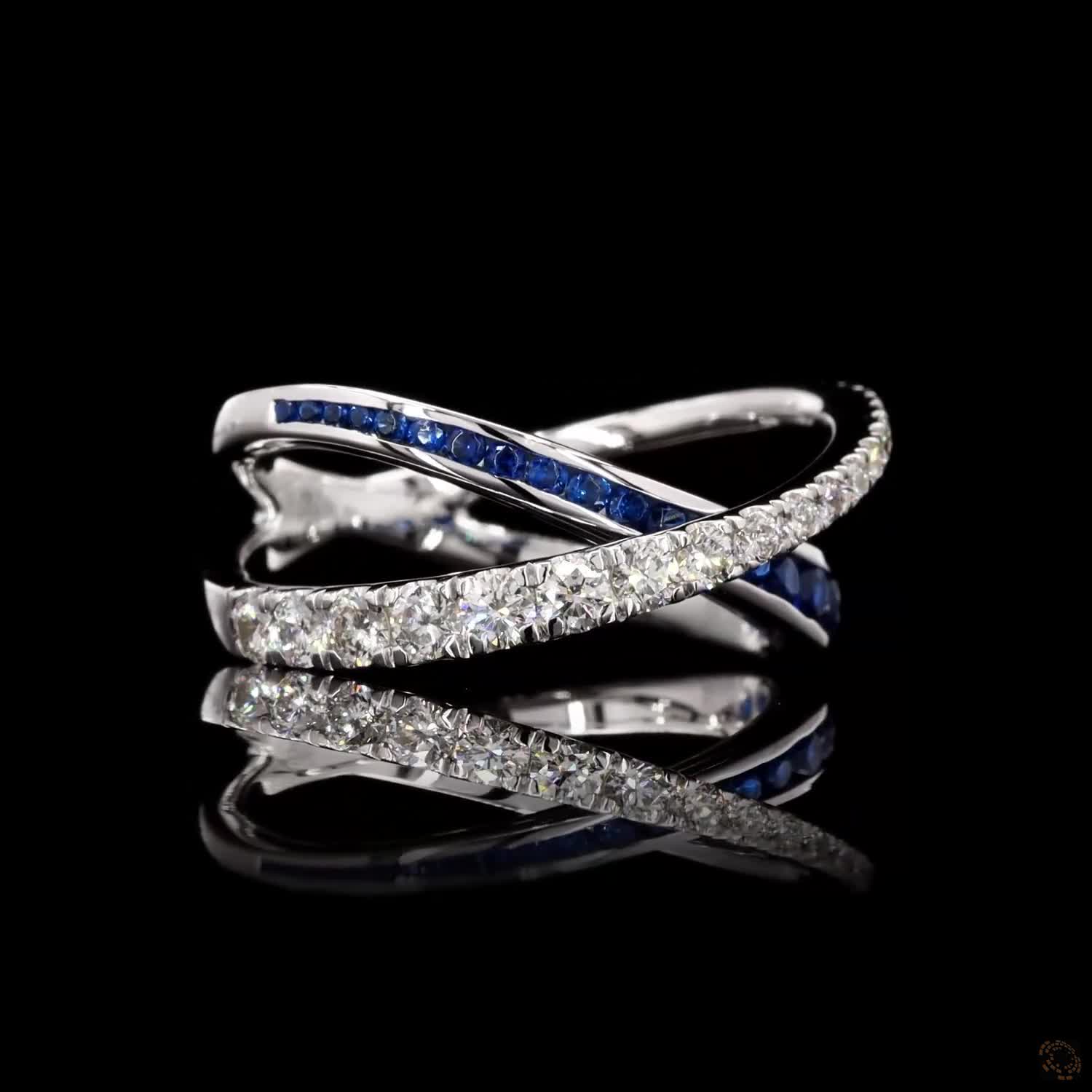 Awaken’s Celestial Twist: Blue and White Diamond Ring