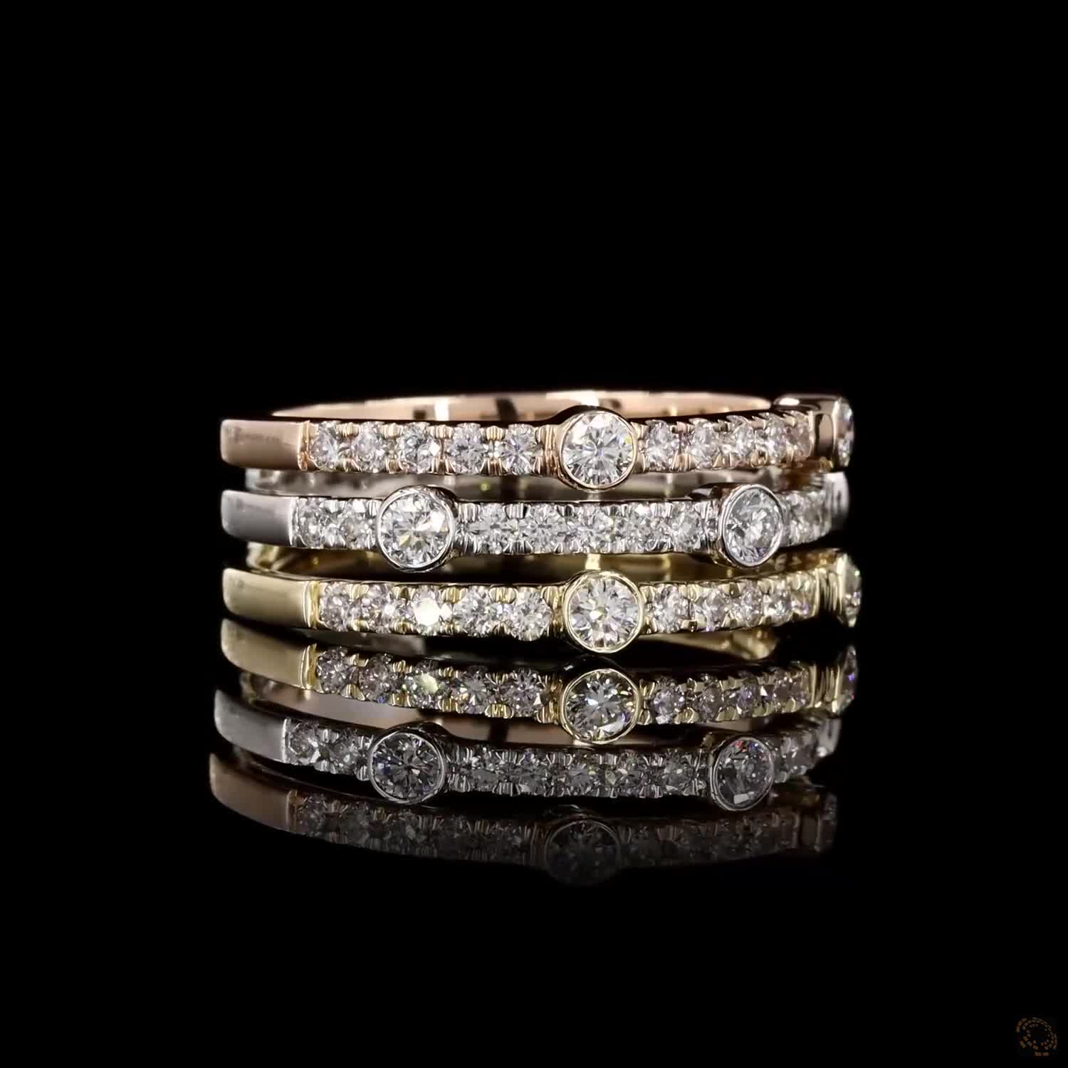 Triple Radiance: Exquisite Diamond Line Ring