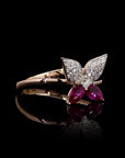 Dual Hue Flutter: Butterfly Diamond Ring