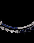 Radiant Smile: Blue & White Pear Drop Diamond Necklace