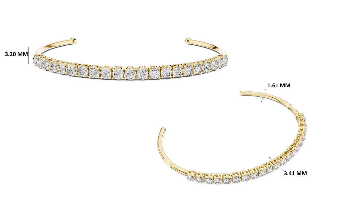 Gold 2Ct Round Lab Grown Diamond Pierre Bracelet