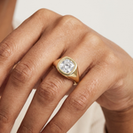 Gold 2Ct Bezel Bold Asscher Lab Grown Diamond Zerelle Ring