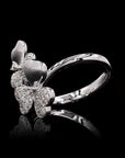 Dual Bloom Trinary Charm: Diamond Flower Ring