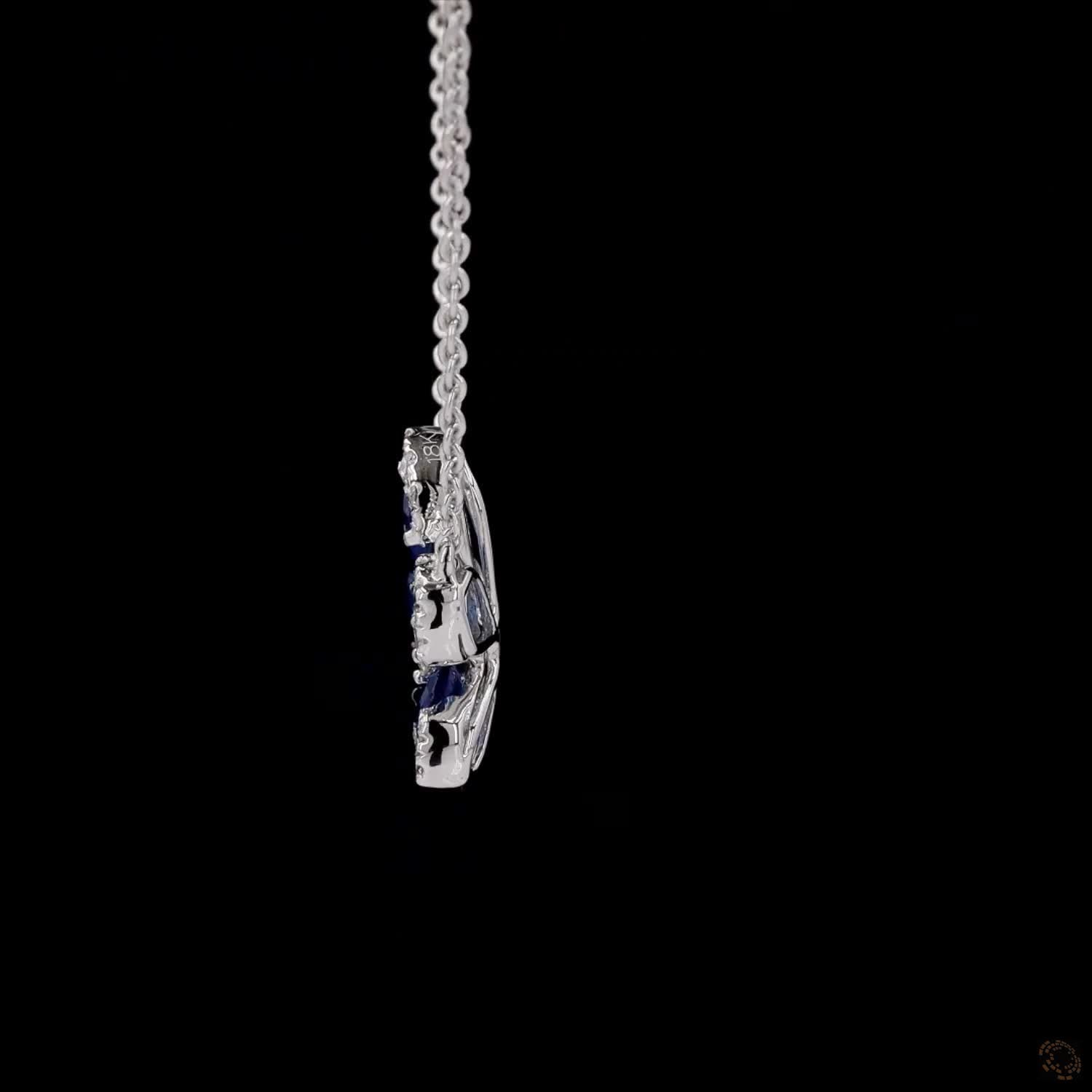 Blossoming Elegance: Flower Blue Sapphire Diamond Necklace