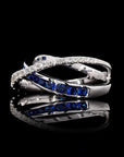 Awaken’s Celestial Twist: Blue and White Diamond Ring