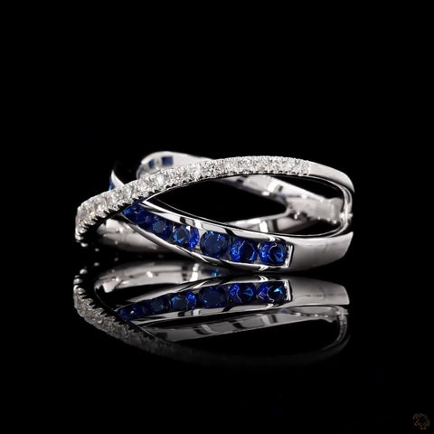 Awaken’s Celestial Twist: Blue and White Diamond Ring