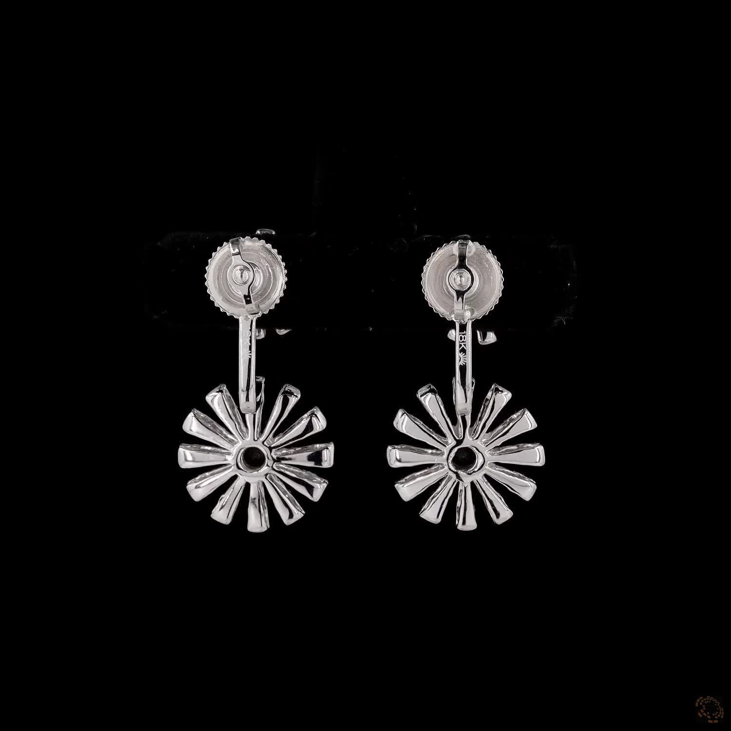 Monochrome Elegance: Black and White Diamond Sunflower Earrings