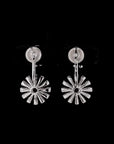 Monochrome Elegance: Black and White Diamond Sunflower Earrings