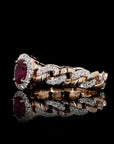 Wine Elegance: Ruby Bliss Diamond Link Ring