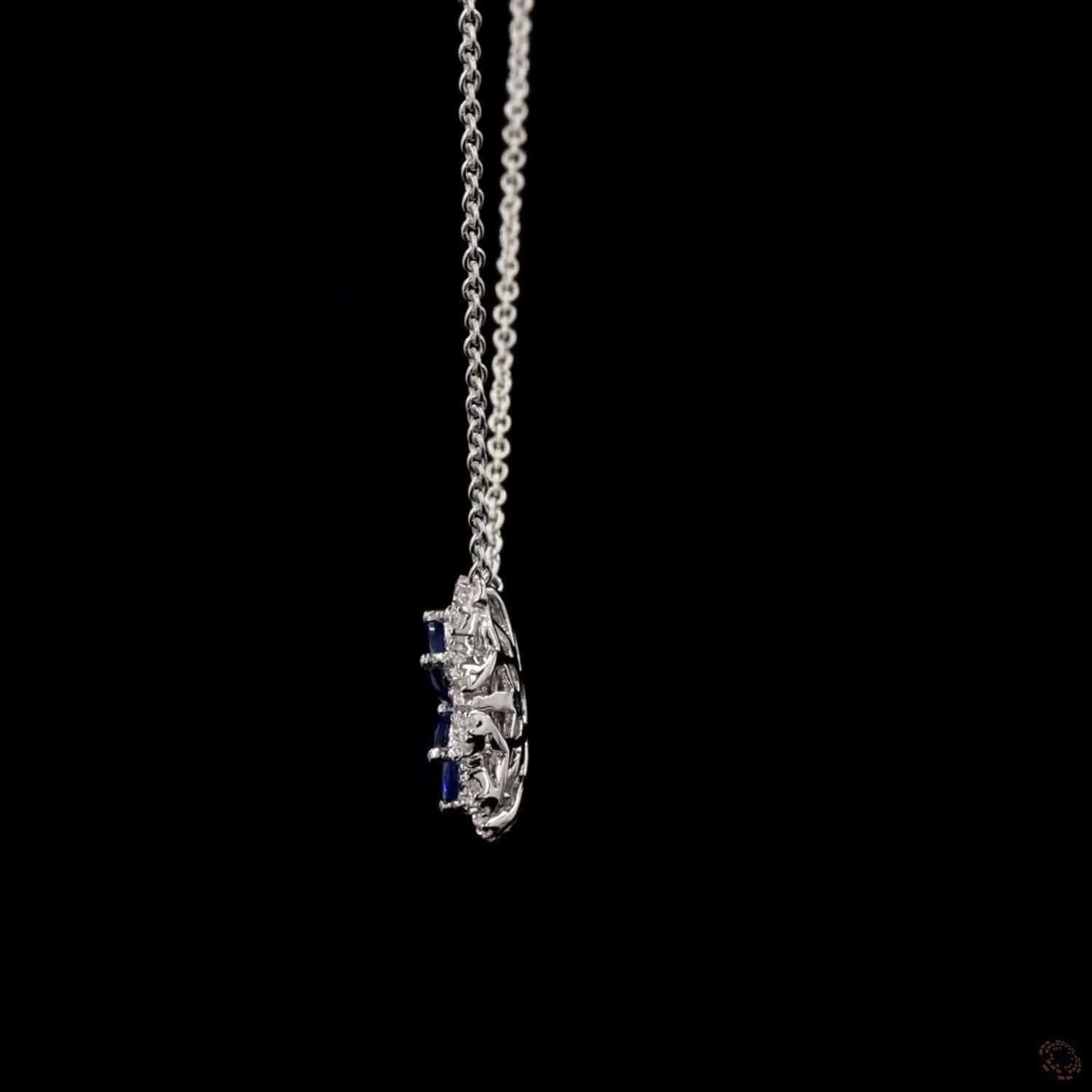 Sapphire Bloom: Marquise Diamond Flower Necklace