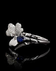 Sapphire Sky Bloom: Tiffany Paper Three Flower Diamond  Ring